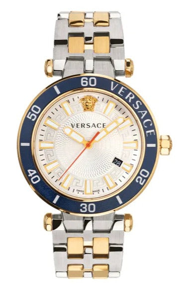 Buy Shop Versace Greca Sport Quartz White Dial Two Tone Steel Strap Watch For Men - VEZ300521 USA Online