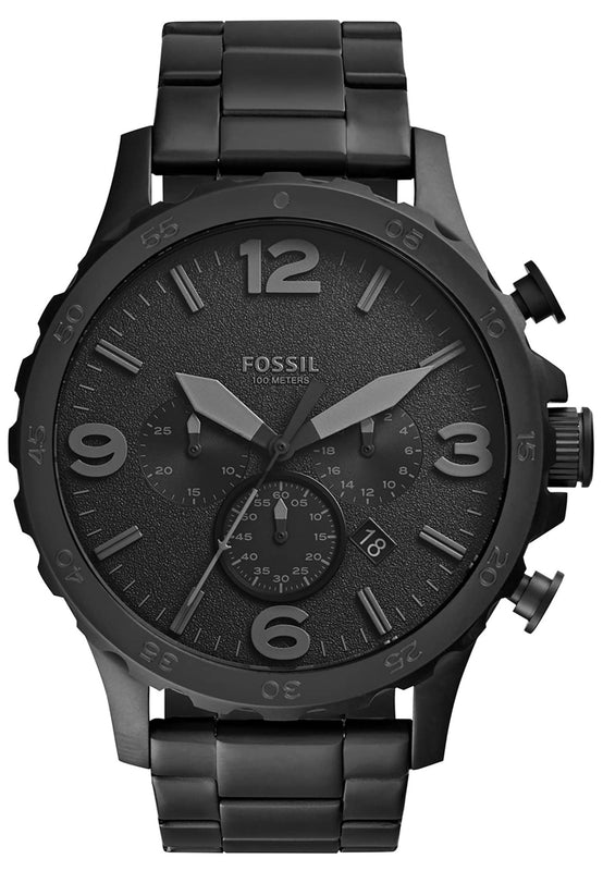 Buy Shop Fossil Nate Chronograph Black Dial Black Steel Strap Watch for Men - JR1401 USA Online