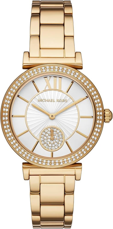 Buy Shop Michael Kors Abbey Three-Hand Analog White Dial Gold Steel Strap Watch for Women - MK4615 USA Online