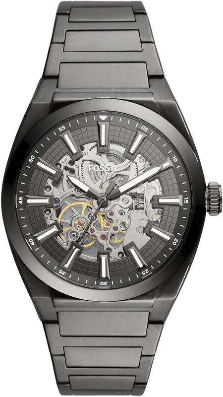 Buy Shop Fossil Everett Automatic Skeleton Grey Dial Grey Steel Strap Watch for Men - ME3206 USA Online