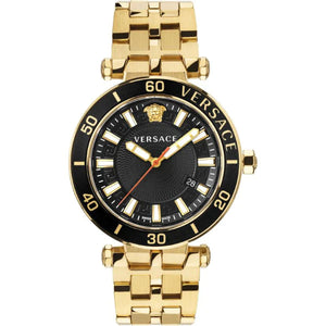Buy Shop Versace Greca Sport Quartz Black Dial Gold Steel Strap Watch for Men - VEZ300721 USA Online