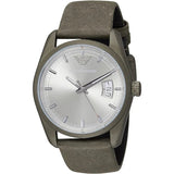 Emporio Armani Sportivo Quartz Silver Dial Brown Leather Strap Watch For Men - AR6079