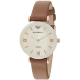 Buy Shop Emporio Armani Gianni T Bar Quartz Mother of Pearl White Dial Brown Leather Strap Watch For Women - AR11040 USA Online