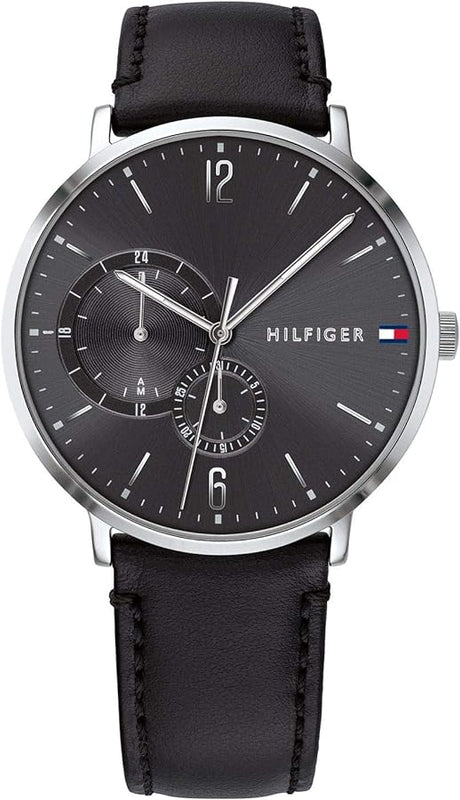 Buy Shop Tommy Hilfiger Brooklyn Black Dial Black Leather Strap Watch for Men - 1791509 USA Online