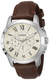 Buy Shop Fossil Grant Chronograph White Dial Brown Leather Strap Watch for Men - FS4735 USA Online