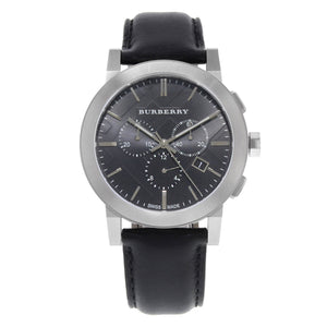 Buy Shop Burberry The City Chronograph Black Dial Black Leather Strap Watch for Men - BU9356 USA Online