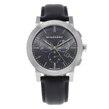 Burberry The City Chronograph Black Dial Black Leather Strap Watch for Men - BU9356