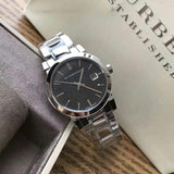 Buy Shop Burberry The City Black Dial Silver Steel Strap Watch for Women - BU9101 USA Online