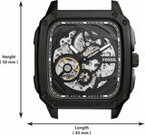 Buy Shop Fossil Inscription Automatic Skeleton Black Dial Black Steel Strap Watch for Men - BQ2574 USA Online