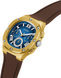 Buy Shop Guess Headline Chronograph Blue Dial Brown Silicone Strap Watch For Men - GW0571G5 USA Online