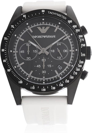 Buy Shop Emporio Armani Sportivo Chronograph Black Dial White Rubber Strap Watch For Men - AR6112 USA Online