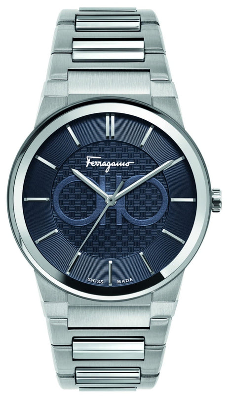 Buy Shop Salvatore Ferragamo Sapphire Blue Dial Silver Steel Strap Watch for Men - SFHP006-20 USA Online