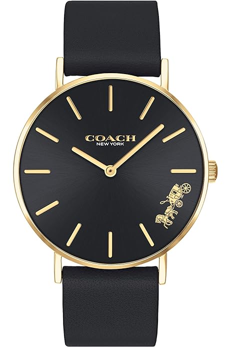 Buy Shop Coach Perry Black Dial Black Leather Strap Watch for Women - 14503333-C USA Online