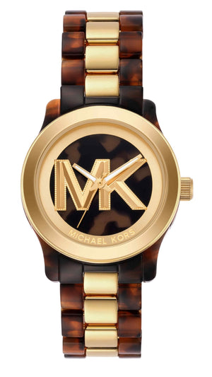 Buy Shop Michael Kors Runway Three-Hand Brown Dial Two Tone Steel Strap Watch for Women - MK7354 USA Online