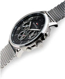 Buy Shop Tommy Hilfiger Chronograph Black Dial Silver Mesh Bracelet Watch for Men - 1791292 USA Online