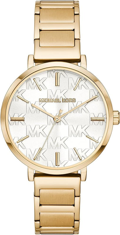 Buy Shop Michael Kors Addyson Three-Hand White Dial Gold Steel Strap Watch for Women - MK4712 USA Online