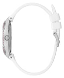 Buy Shop Guess Sparkling Silver Dial White Rubber Strap Watch For Women - GW0032L1 USA Online