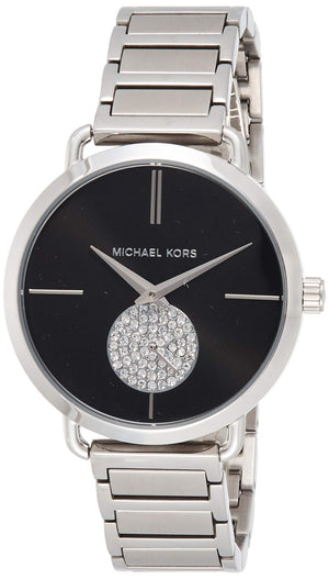 Buy Shop Michael Kors Portia Black Dial Silver Steel Strap Watch for Women - MK3638 USA Online