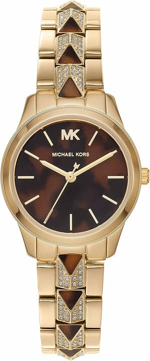 Buy Shop Michael Kors Runway Mercer Analog Brown Dial Gold Steel Strap Watch For Women - MK6855 USA Online