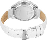 Guess Rosette Analog White Dial White Leather Strap Watch For Women - W75043L1