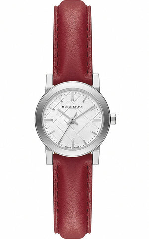 Buy Shop Burberry The City Silver Dial Red Strap Watch for Women - BU9232 USA Online