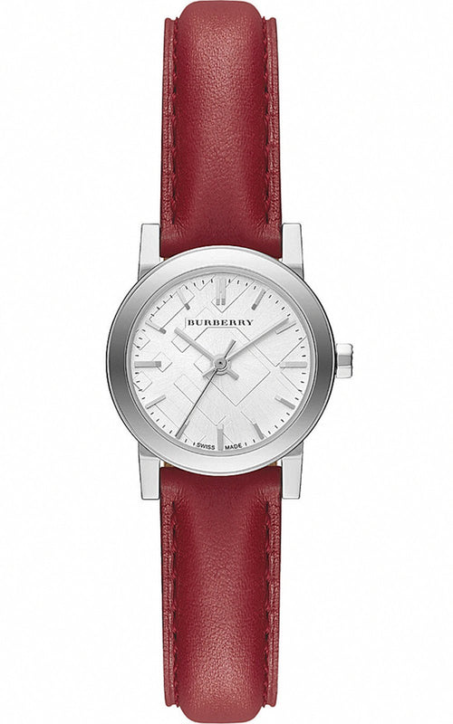 Buy Shop Burberry The City Silver Dial Red Strap Watch for Women - BU9232 USA Online