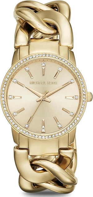 Buy Shop Michael Kors Nini Three Hand Gold Dial Gold Steel Strap Watch For Women - MK3235 USA Online