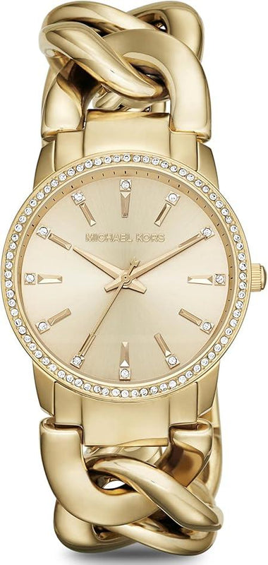 Buy Shop Michael Kors Nini Three Hand Gold Dial Gold Steel Strap Watch For Women - MK3235 USA Online