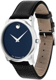 Buy Shop Movado Museum Blue Dial Black Leather Strap Watch For Men - 607013 USA Online