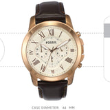 Buy Shop Fossil Grant Chronograph White Dial Brown Leather Strap Watch for Men - FS4991 USA Online
