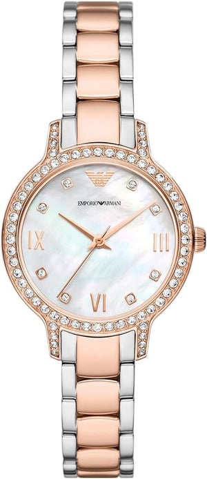 Buy Shop Emporio Armani Cleo Mother of Pearl Dial Two Tone Steel Strap Watch For Women - AR11499 USA Online