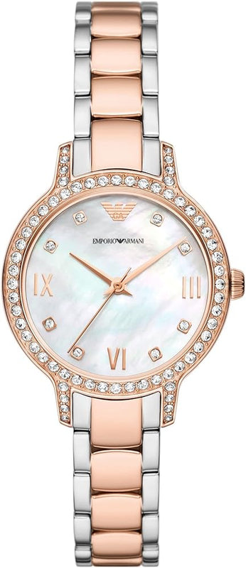 Buy Shop Emporio Armani Cleo Mother of Pearl Dial Two Tone Steel Strap Watch For Women - AR11499 USA Online