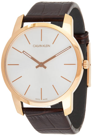 Buy Shop Calvin Klein City Silver Dial Brown Leather Strap Watch For Men - K2G21629 USA Online