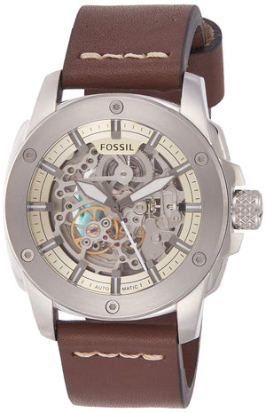 Buy Shop Fossil Modern Machine Automatic Skeleton White Dial Brown Leather Strap Watch for Women - ME3083 USA Online