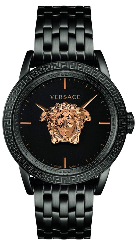 Buy Shop Versace Palazzo Empire Black Dial Black Steel Strap Watch for Men - VERD00518 USA Online