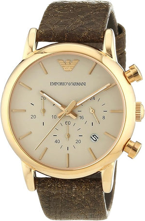 Buy Shop Emporio Armani Classic Chronograph White Dial Brown Leather Strap Watch For Men - AR1809 USA Online
