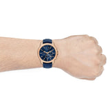 Armani Exchange Banks Chronograph Blue Dial Blue Leather Strap Watch For Men - AX1723