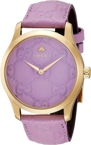 Buy Shop Gucci G Timeless Quartz Lilac Dial Lilac Leather Strap Watch For Women - YA1264098 USA Online