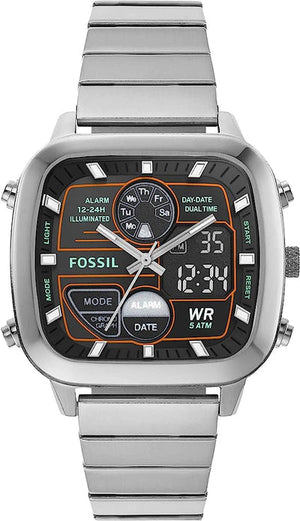 Buy Shop Fossil Retro Analog-Digital Black Dial Silver Steel Strap Watch for Men - FS5890 USA Online