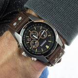 Buy Shop Fossil Coachman Chronograph Black Dial Brown Leather Strap Watch for Men - CH2891 USA Online