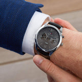 Buy Shop Tommy Hilfiger Deacan Grey Dial Black Leather Strap Watch for Men - 1791548 USA Online