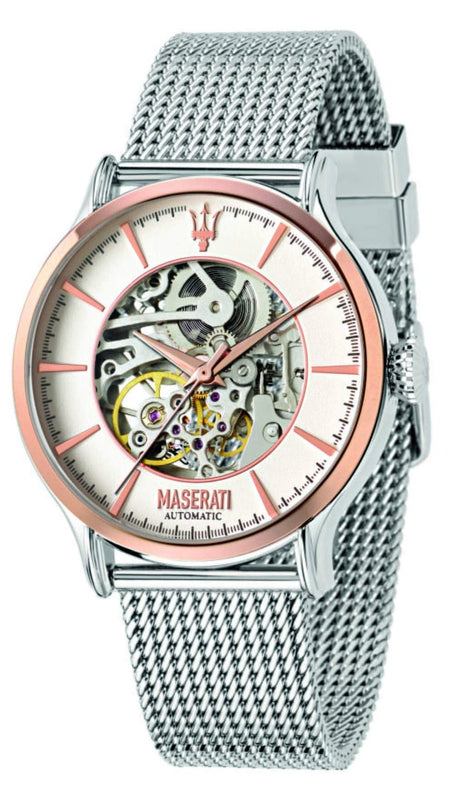 Buy Shop Maserati Epoca Automatic White Dial Silver Mesh Bracelet Watch For Men - R8823118001 USA Online