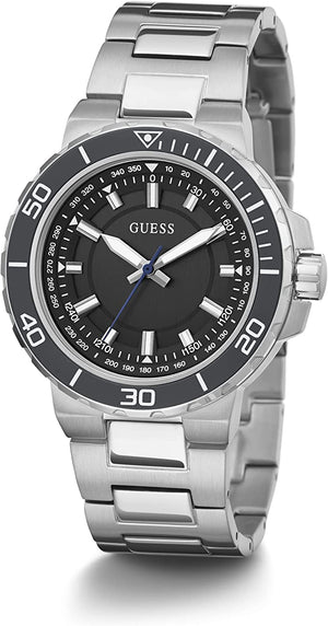Buy Shop Guess Track Black Dial Silver Steel Strap Watch for Men - GW0426G1 USA Online