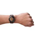Buy Shop Fossil Everett Automatic Analog Black Dial Brown Leather Strap Watch for Men - ME3207 USA Online
