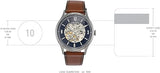 Buy Shop Fossil Forrester Luggage Automatic Skeleton Blue Dial Brown Leather Strap Watch for Men - ME3179 USA Online