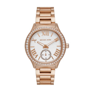 Buy Shop Michael Kors Sage Three-Hand Mother of Pearl White Dial Rose Gold Steel Strap Watch for Women - MK4806 USA Online