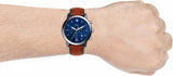 Buy Shop Fossil Neutra Chronograph Blue Dial Brown Leather Strap Watch for Men - FS5791 USA Online