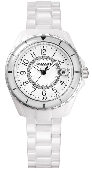 Coach Preston White Dial White Steel Strap Watch for Women - 14503462