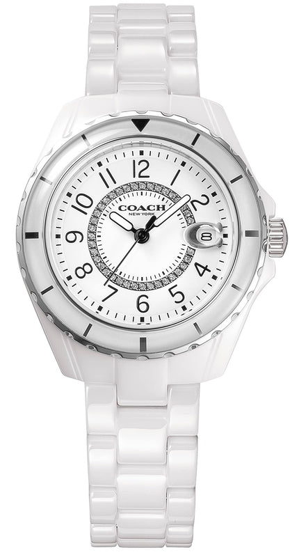 Buy Shop Coach Preston White Dial White Steel Strap Watch for Women - 14503462 USA Online