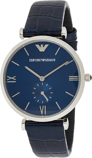 Buy Shop Emporio Armani Gianni T Bar Quartz Blue Dial Blue Leather Strap Watch For Men - AR11300 USA Online